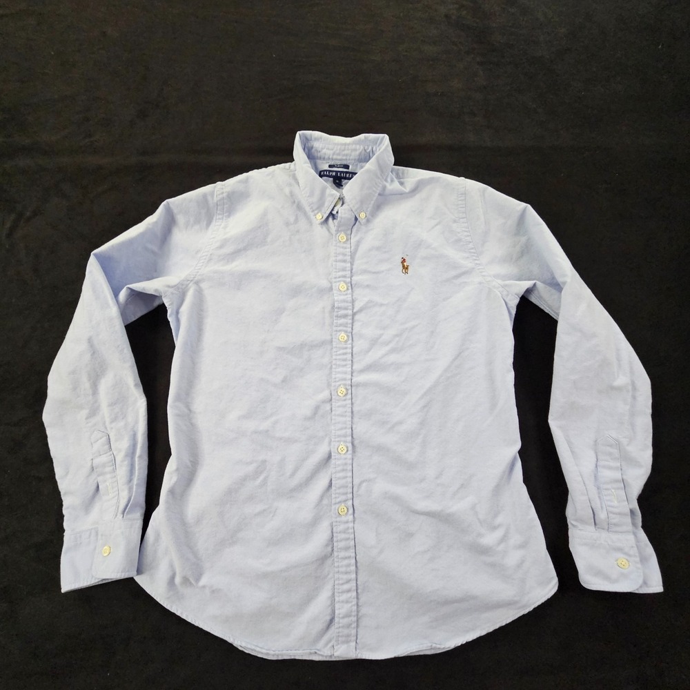 Ralph Lauren Blue Long Sleeve Slim Fit Button-Up Shirt Boys' 14